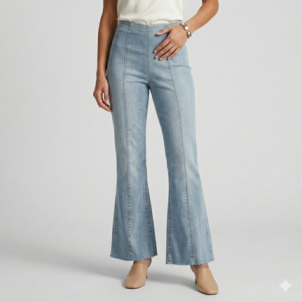 INC International Concepts Core Flare Pull-On Jeans Light Indigo 12/31 NWT